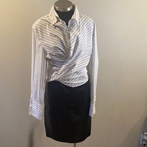 Knee Length Leather Skirt